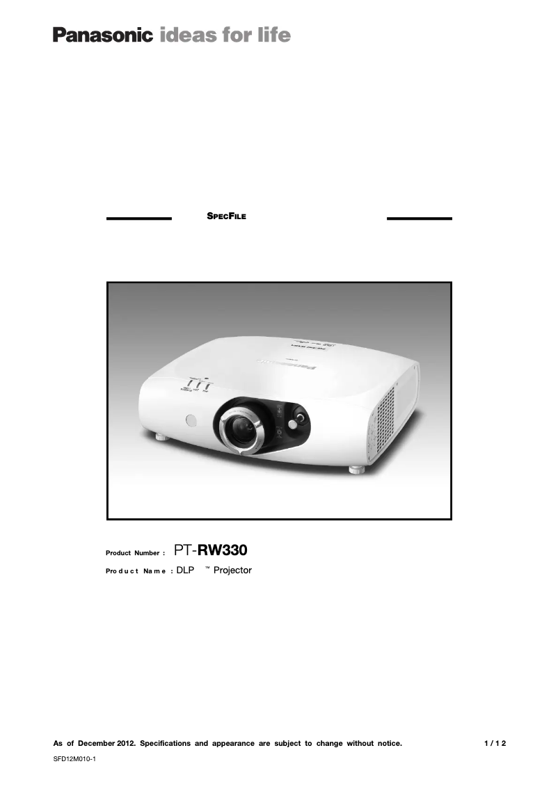 Image de la première page du manuel de l'appareil PT-RW330