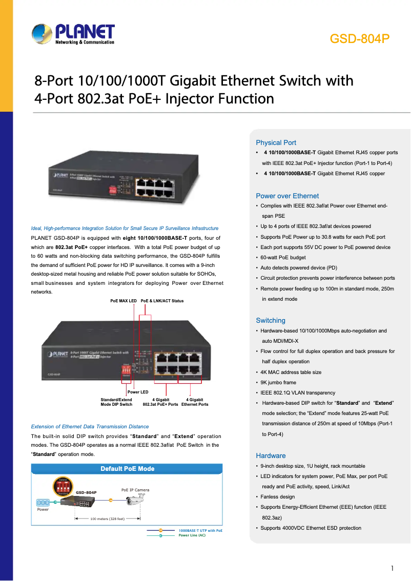 Image de la première page du manuel de l'appareil GSD-804P