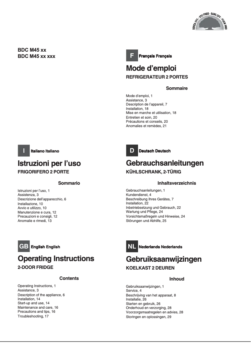Page 1 de la notice Manuel utilisateur Hotpoint Ariston BDC M45 V SL S/HA