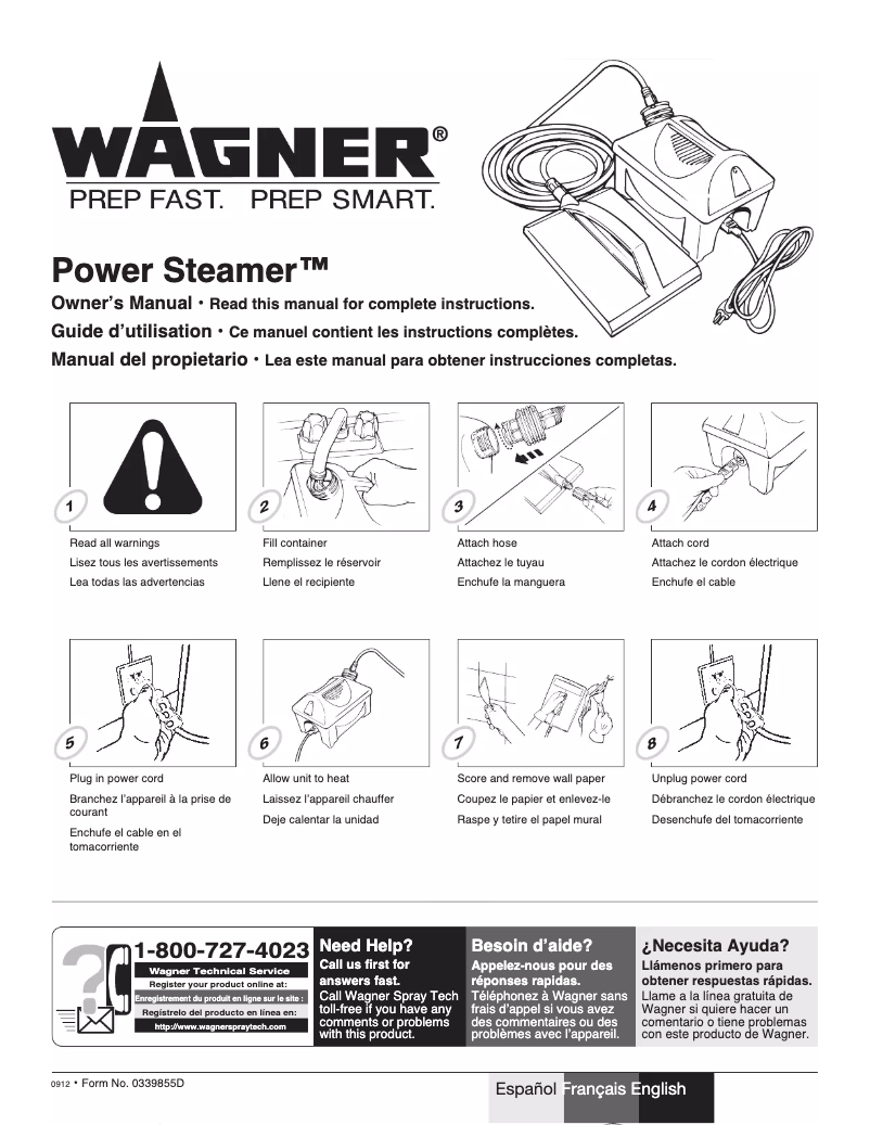 Page n°1 - Manuel utilisateur Wagner SprayTech 705 Power Steamer
