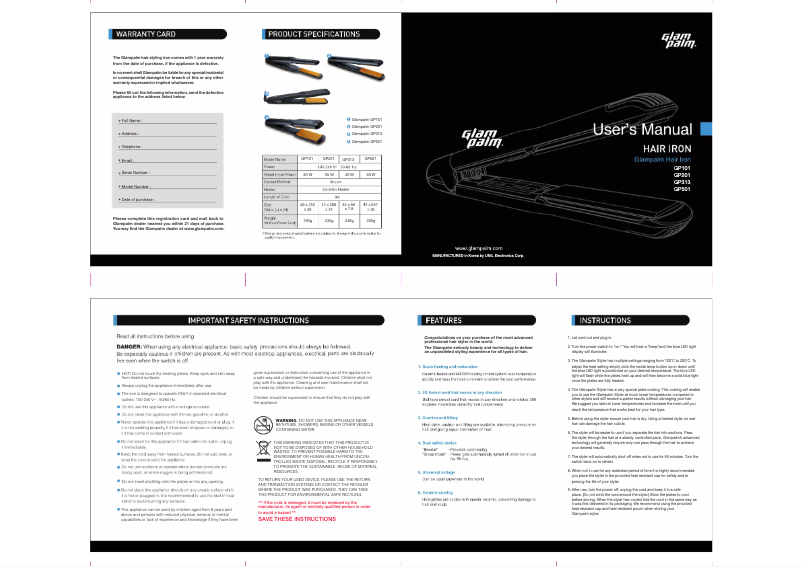 Image de la première page du manuel de l'appareil GP101