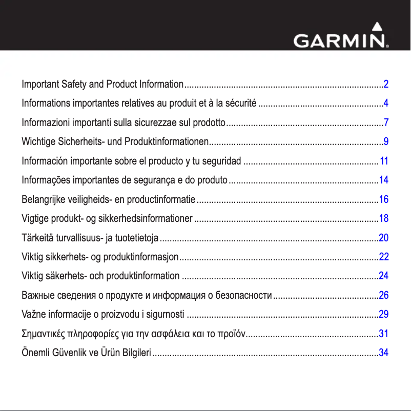 Page n°1 - Instructions de sécurité Garmin GPS 17x HVS