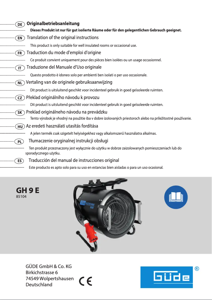 Image de la première page du manuel de l'appareil GH 9 E