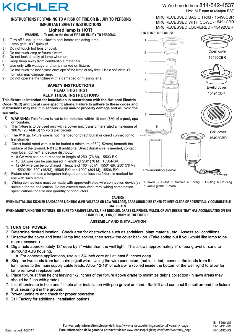 Página 1 del manual Manual de usuario Kichler 15490CBR