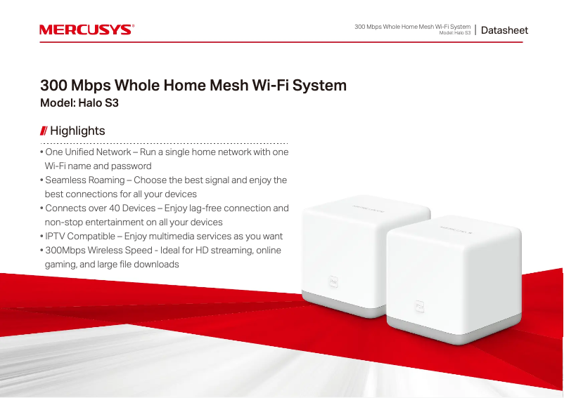 Page 1 de la notice Fiche technique Mercusys Halo S3