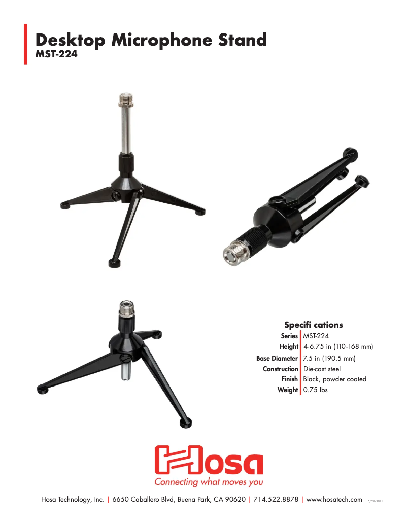 Page 1 de la notice Manuel utilisateur Hosa MST-224