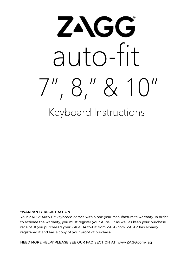Page 1 de la notice Manuel utilisateur Zagg Auto-Fit