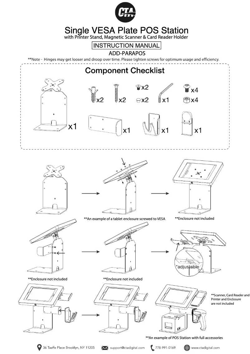 Page 1 de la notice Manuel utilisateur CTA Digital ADD-PARAPOS