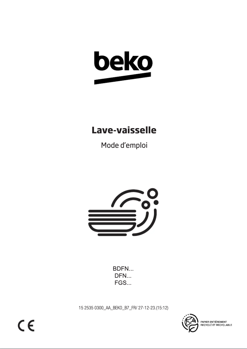 Page 1 de la notice Manuel utilisateur Beko BDFN26442WC