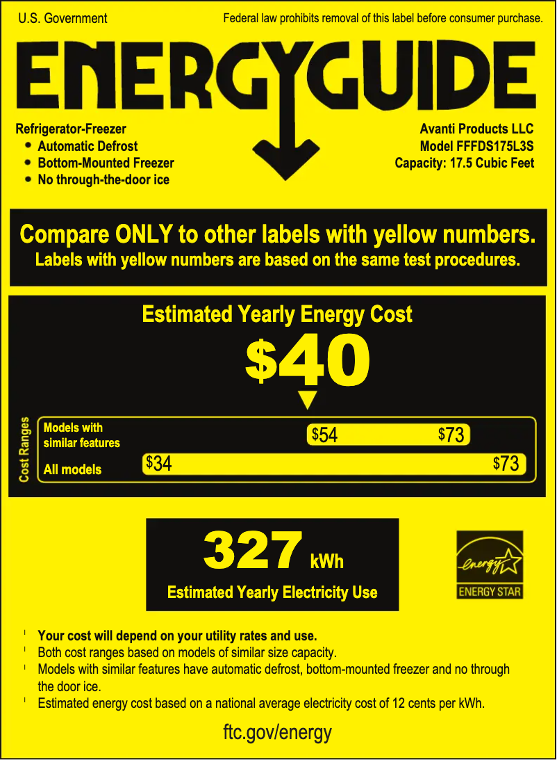 Page n°1 - Label énergétique Avanti FFFDS175L3S