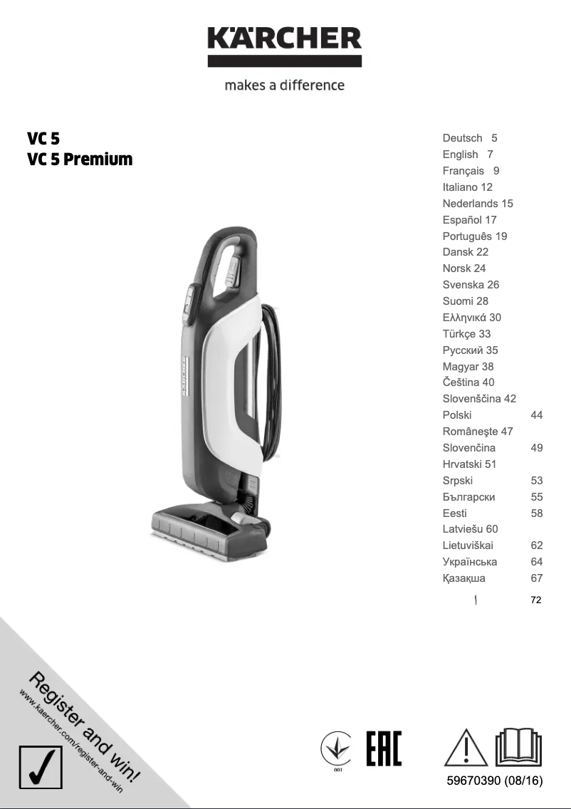 Page n°1 - Manuel utilisateur Kärcher VC 5 Cordless Premium