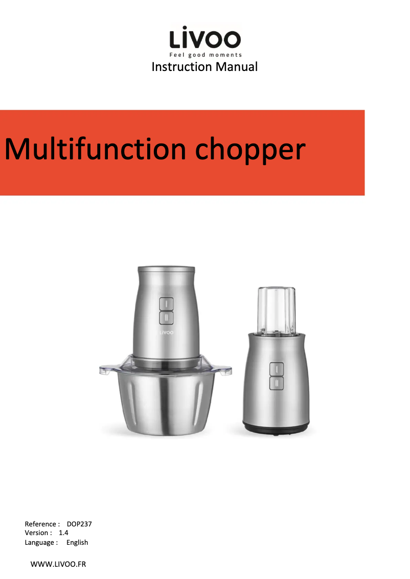 Page 1 de la notice Manuel utilisateur Livoo DOP237
