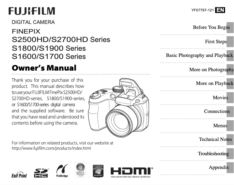 Page 1 de la notice Manuel utilisateur Fujifilm FinePix S1700