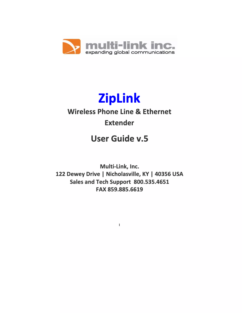 Page 1 de la notice Manuel utilisateur Multi-link ZipLink-2