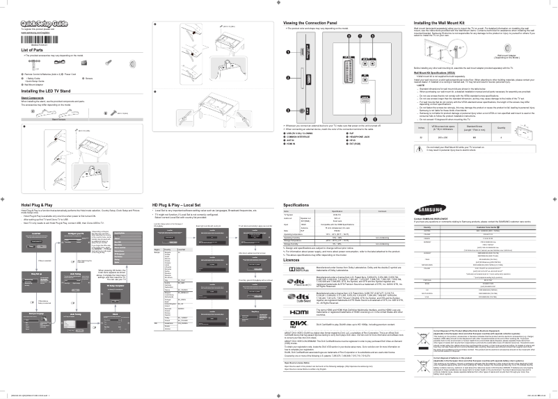 Page 1 de la notice Guide de démarrage rapide Samsung HG32ED450SW