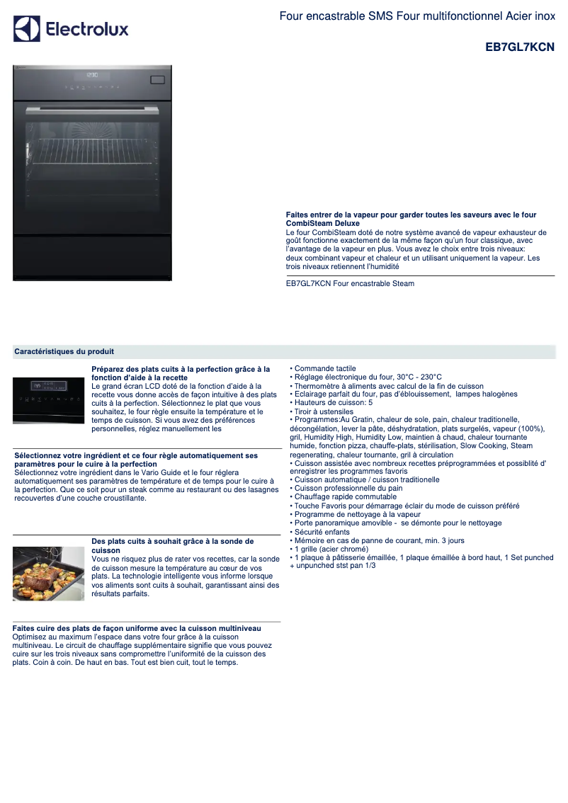 Page n°1 - Fiche technique Electrolux EB7GL7KCN
