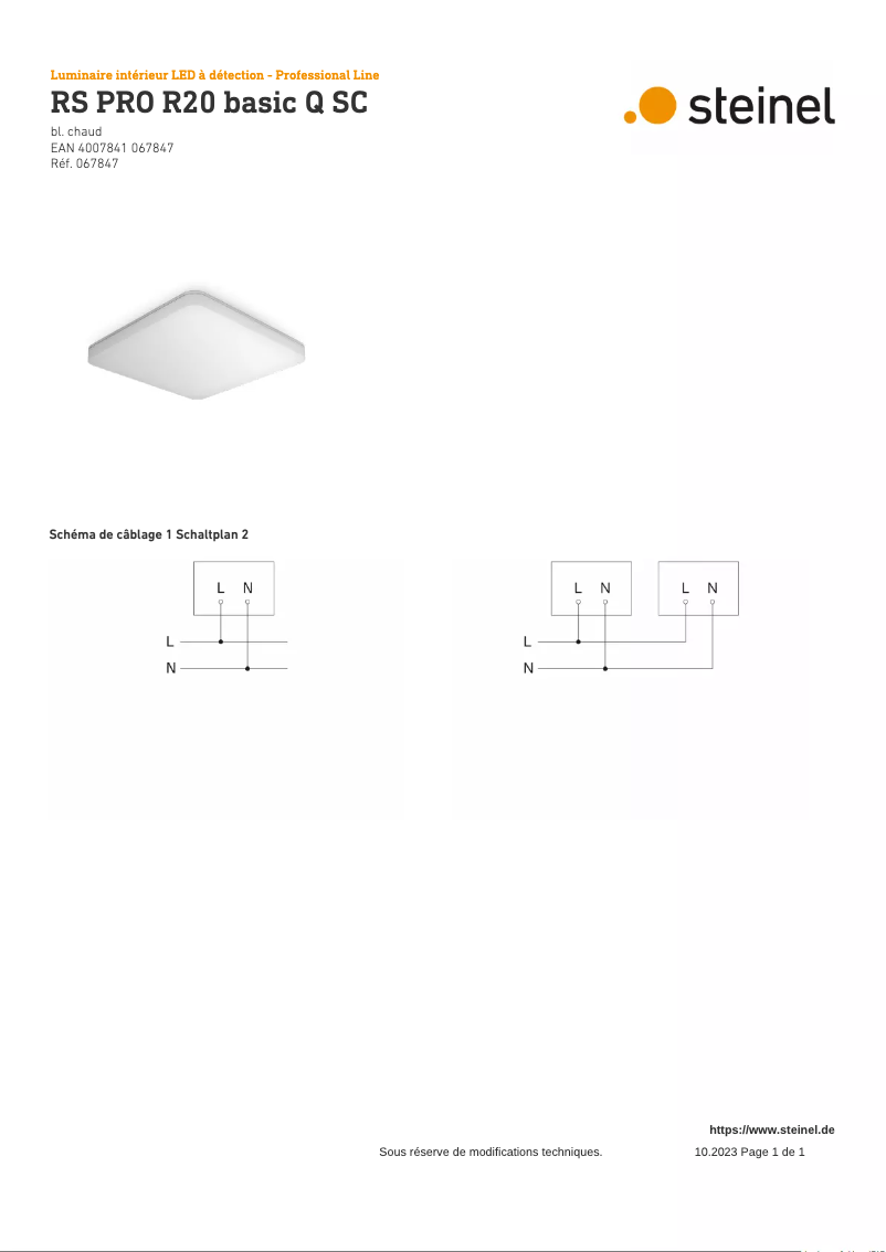 Page n°1 - Schéma de câblage Steinel RS PRO R20 Basic Q SC