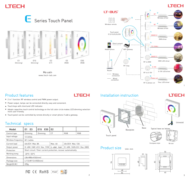 Page n°1 - Manuel utilisateur Ltech CHLSC50