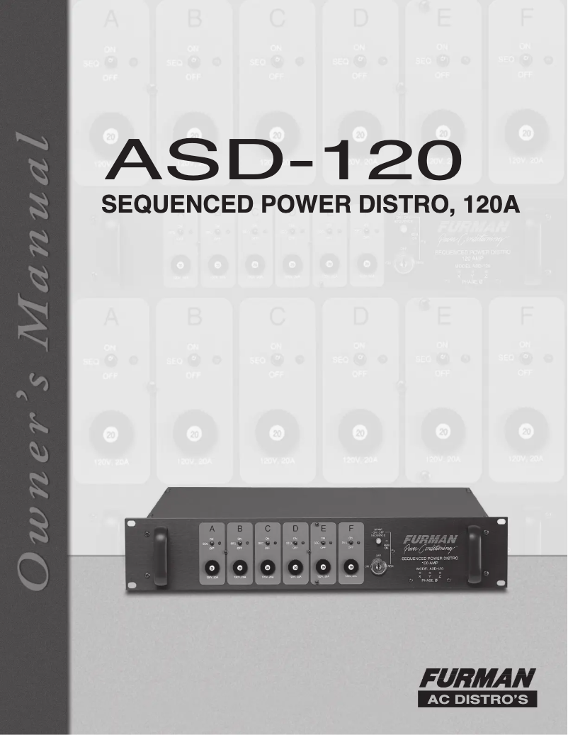 Page 1 de la notice Manuel utilisateur Furman ASD-120 2.0