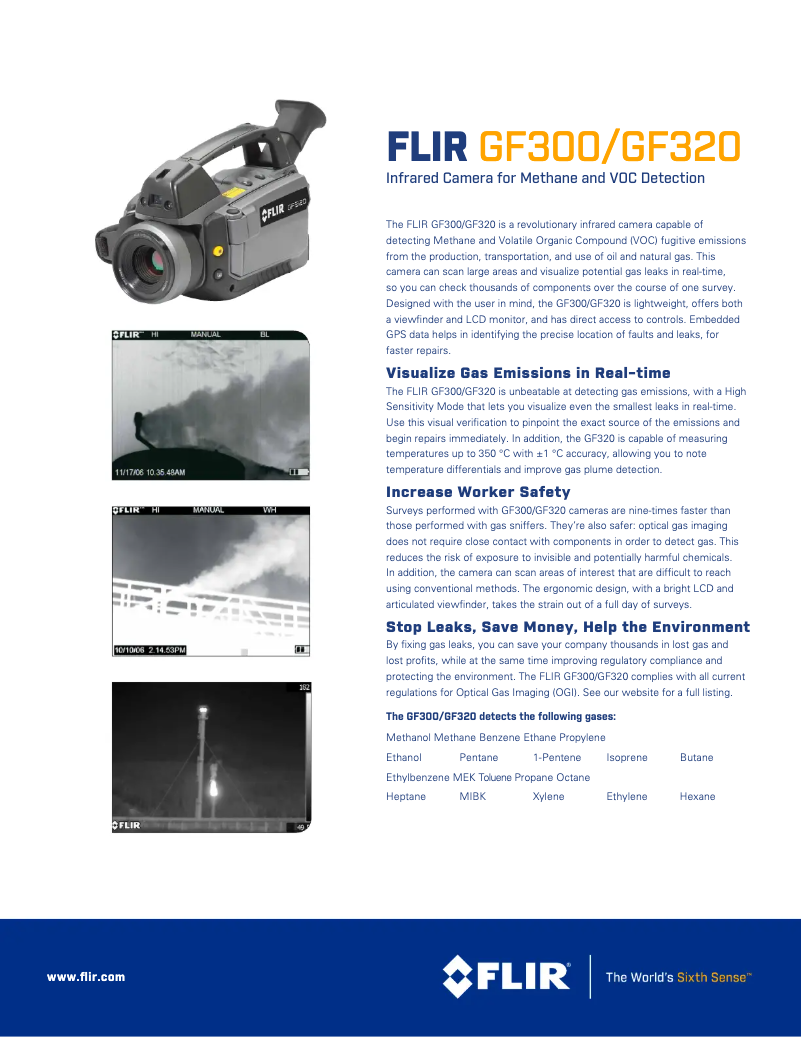 Page 1 de la notice Fiche technique FLIR GF320