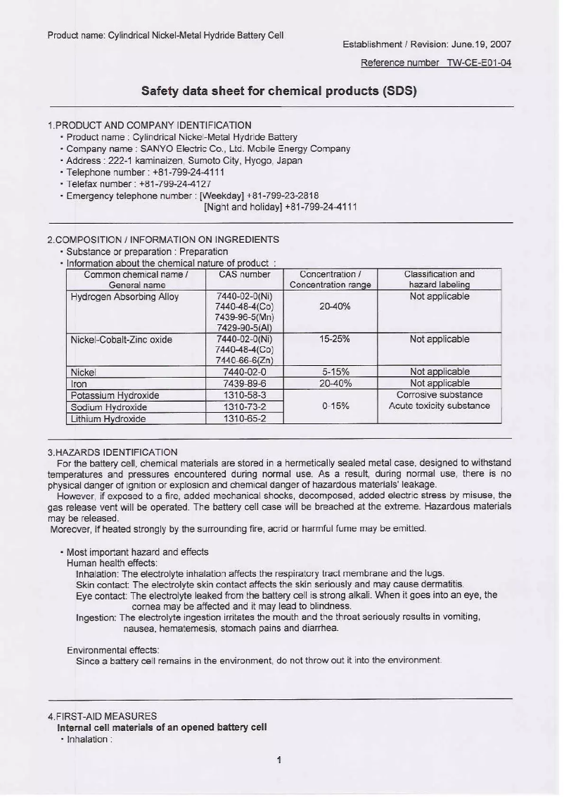 Page 1 de la notice Fiche technique Testo 316-4