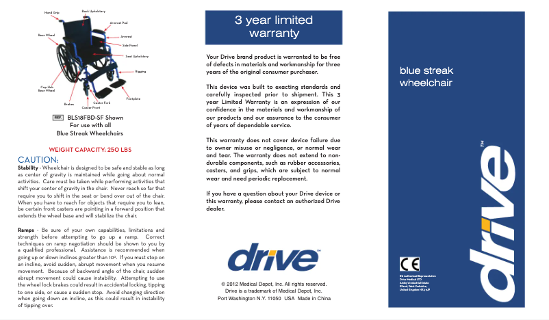 Page n°1 - Manuel utilisateur Drive Medical Blue Streak