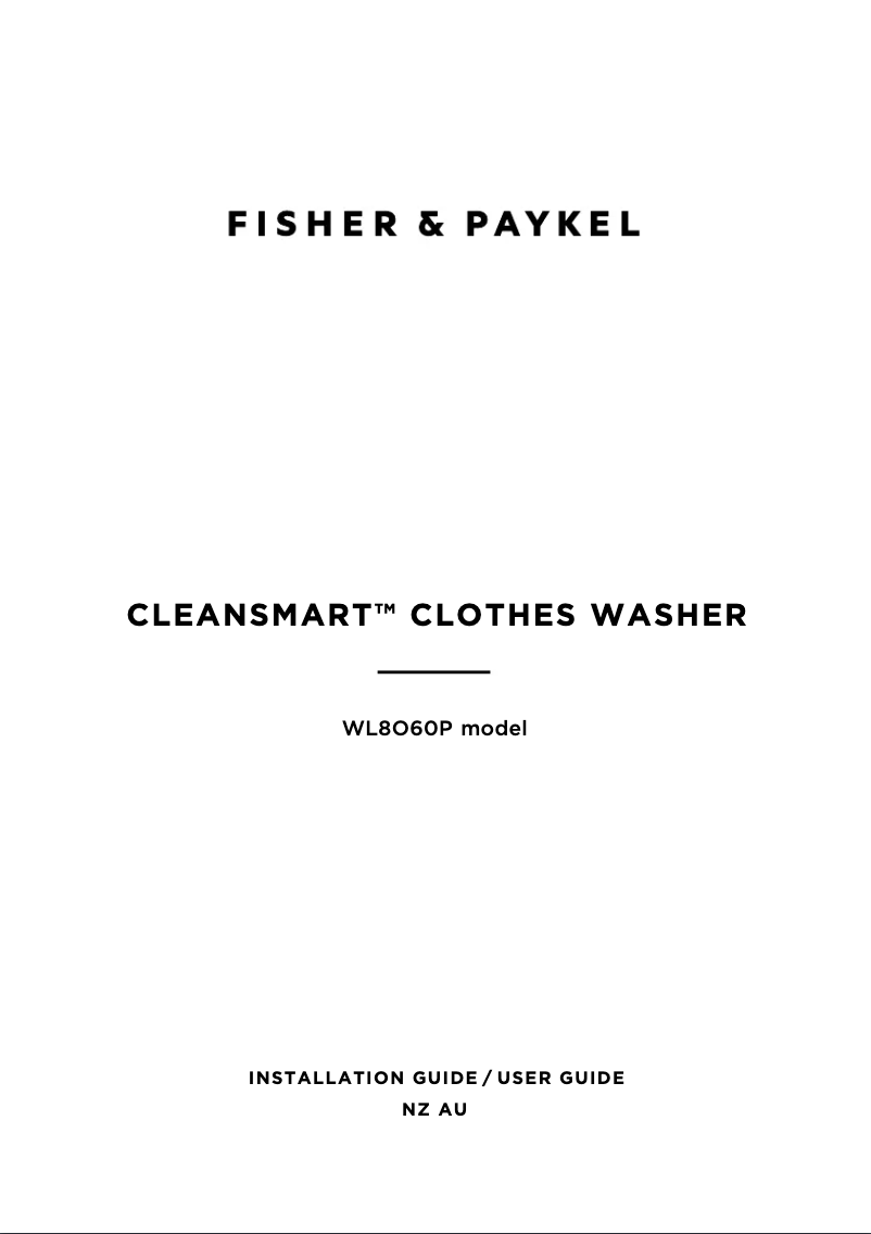 Page n°1 - Manuel utilisateur Fisher & Paykel CleanSmart WL8060P1