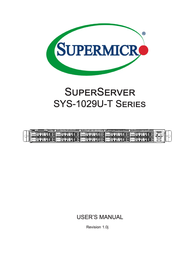 Image de la première page du manuel de l'appareil SuperServer 1029U-TRTP2