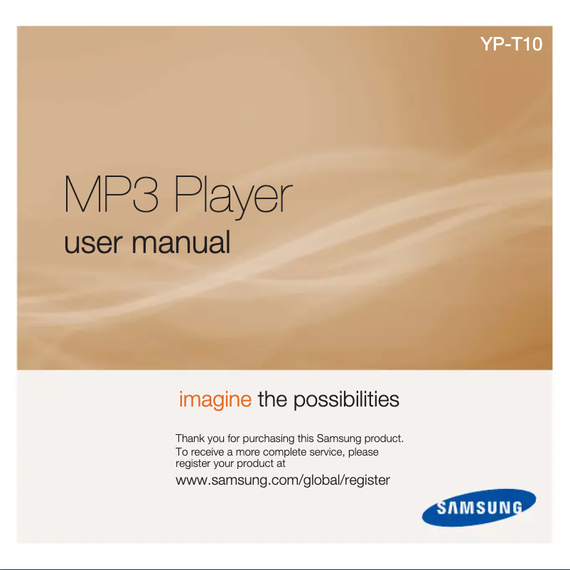 Page n°1 - Manuel utilisateur Samsung YP-T10JQG