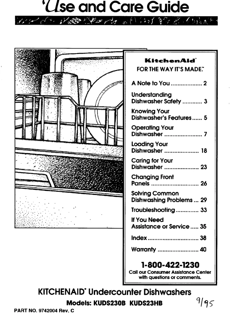 Page 1 de la notice Manuel utilisateur KitchenAid KUDS23HBAL0