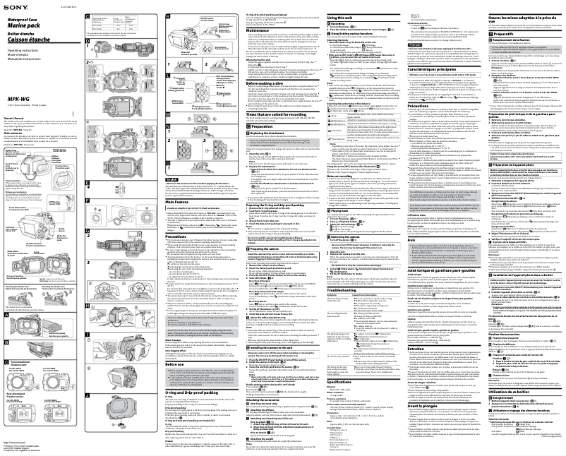 Page 1 de la notice Manuel utilisateur Sony MPK-WG