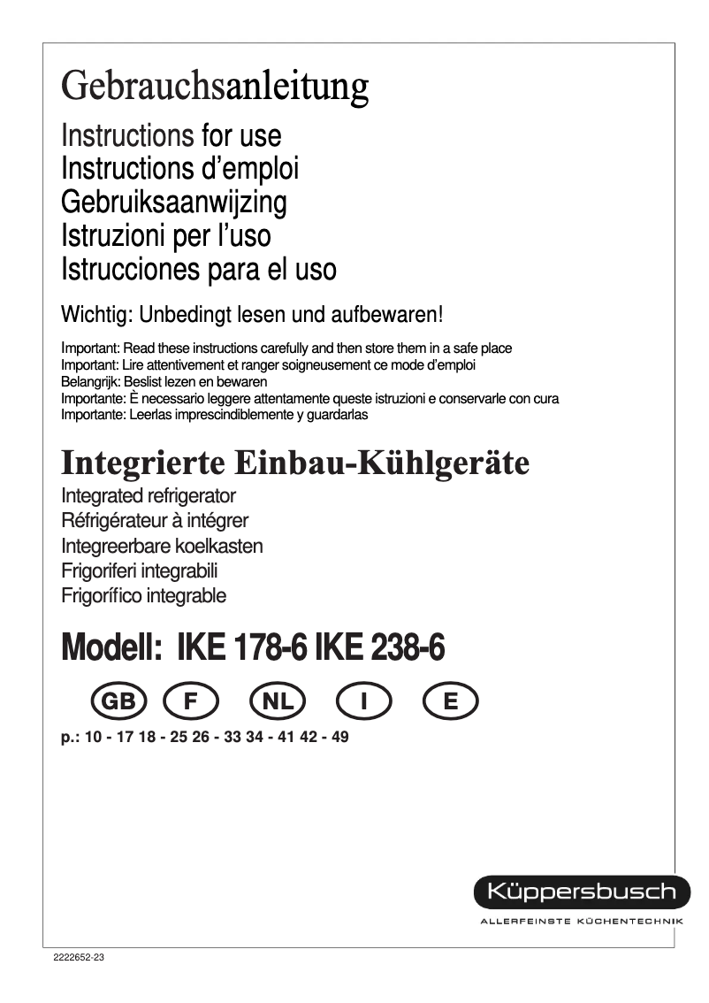 Page 1 de la notice Manuel utilisateur Küppersbusch IKE 238-6
