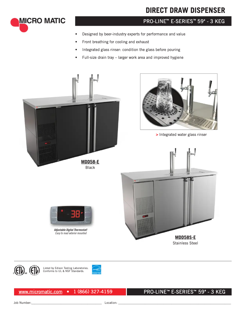 Page 1 de la notice Fiche technique Micro Matic MDD58-E