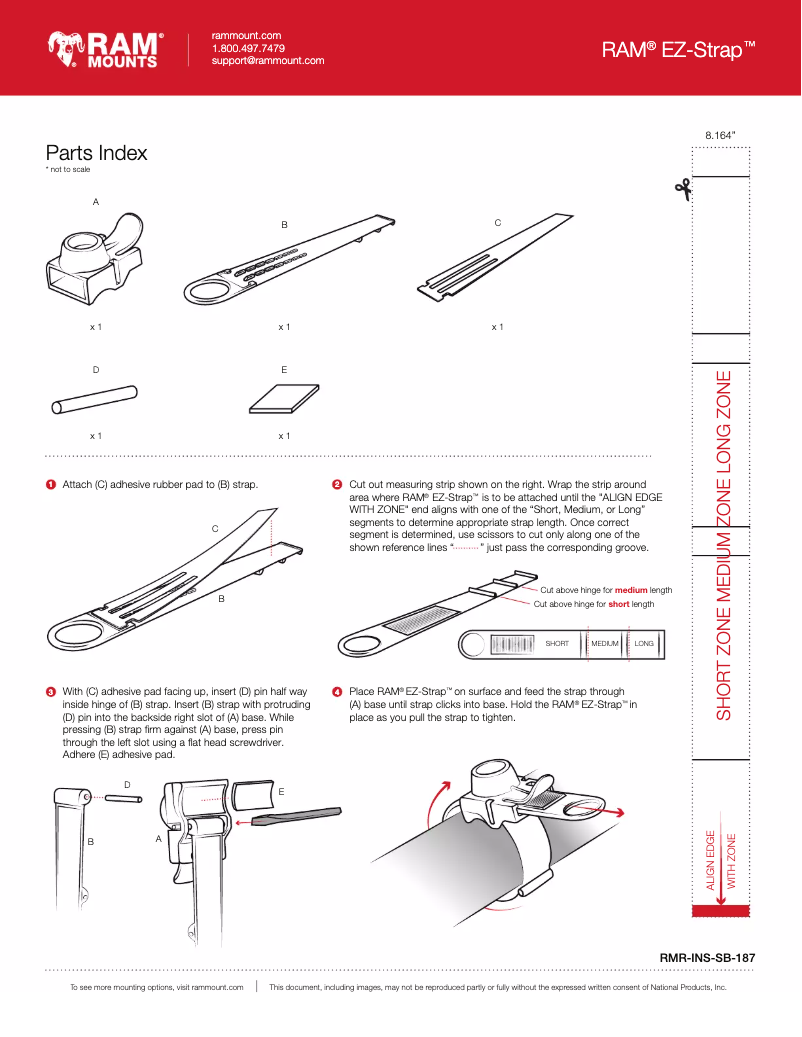 Page 1 de la notice Manuel utilisateur RAM Mount RAP-SB-187-LO9
