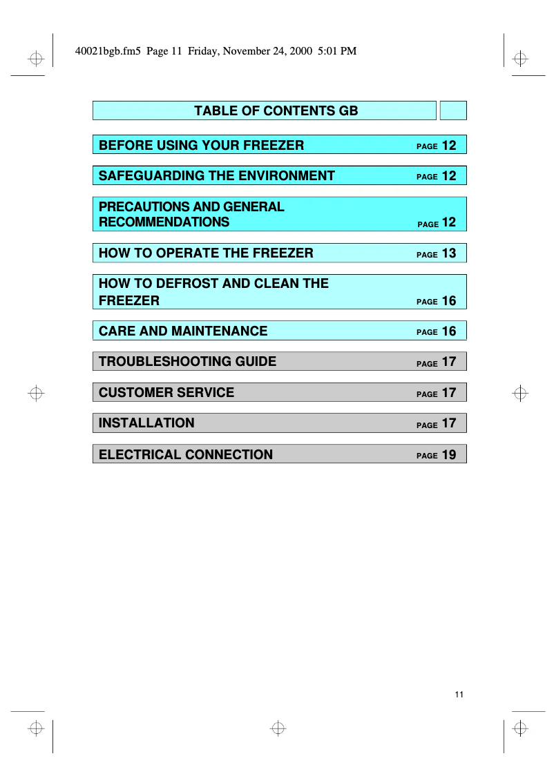 Page 1 de la notice Manuel utilisateur Whirlpool AFG 306/H