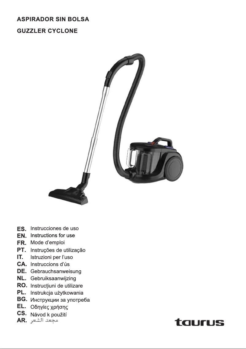 Image de la première page du manuel de l'appareil Guzzler Cyclone