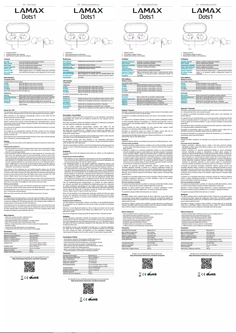 Page 1 de la notice Manuel utilisateur Lamax Dots1