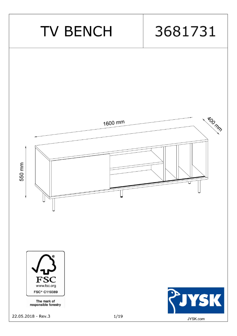 Page 1 de la notice Manuel utilisateur JYSK Farsund