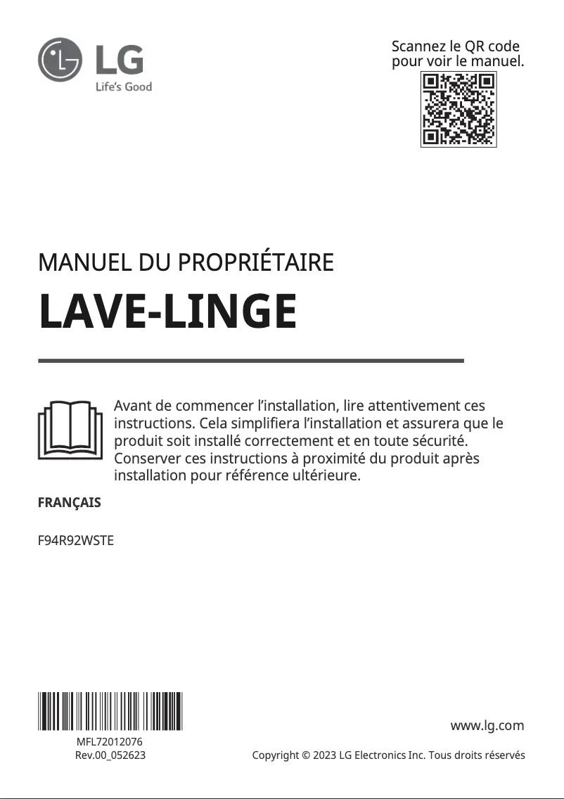 Page n°1 - Manuel utilisateur LG F94R92WSTE