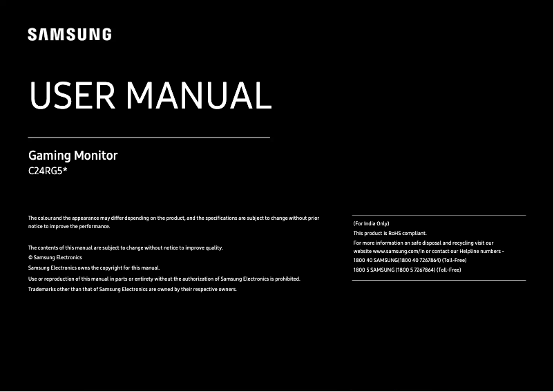 Page 1 de la notice Manuel utilisateur Samsung C24RG50FZP