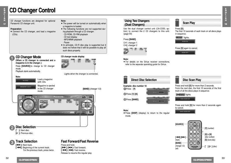 Page 1 de la notice Manuel utilisateur Panasonic CQ-DFX983