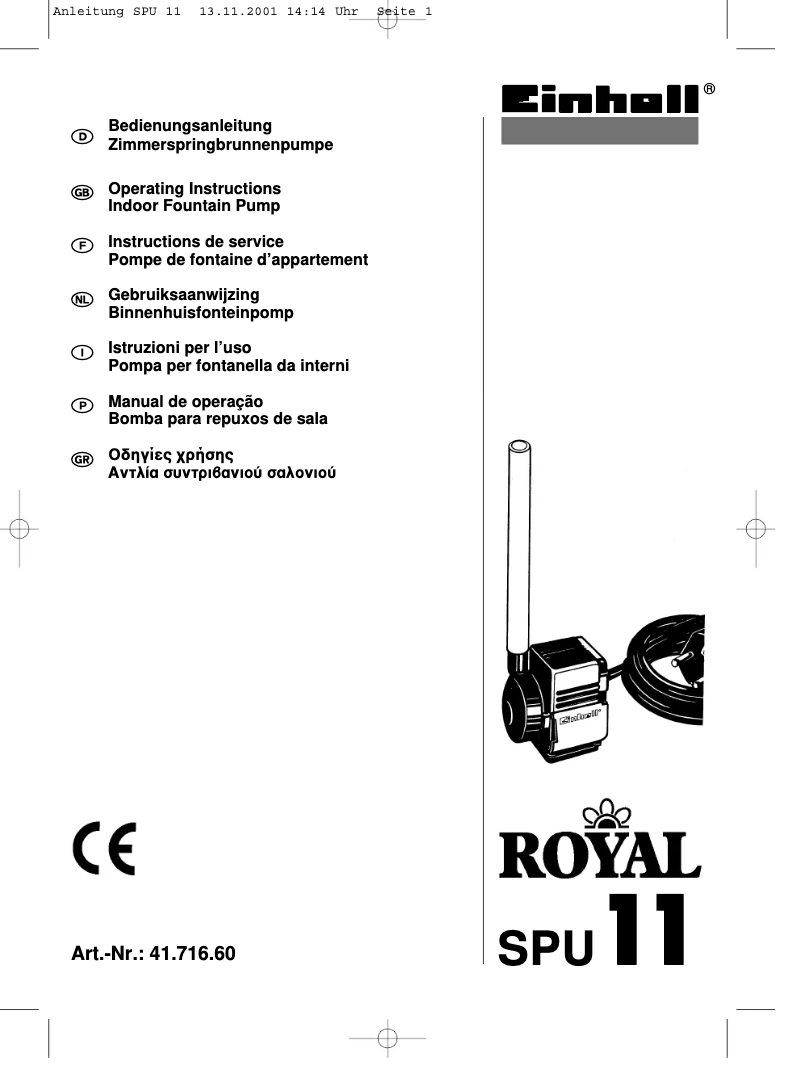 Image de la première page du manuel de l'appareil Royal SPU 11