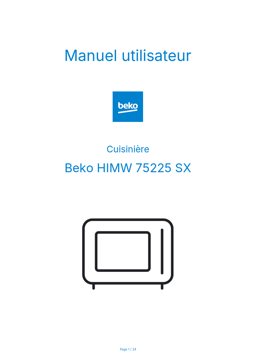 Image de la première page du manuel de l'appareil HIMW 75225 SX