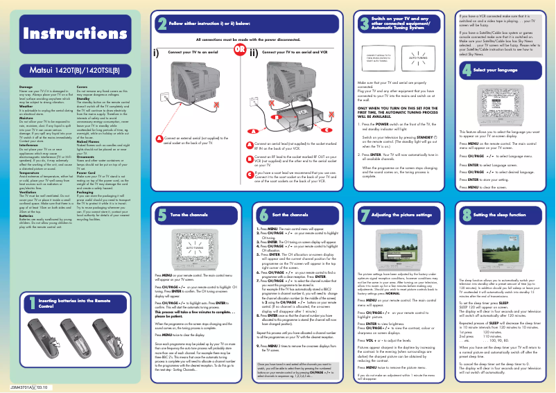 Page n°1 - Manuel utilisateur Matsui 1420TSIL(B)