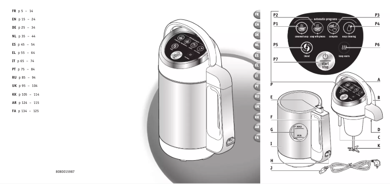 Page 1 de la notice Manuel utilisateur Moulinex Easy Soup LM8418