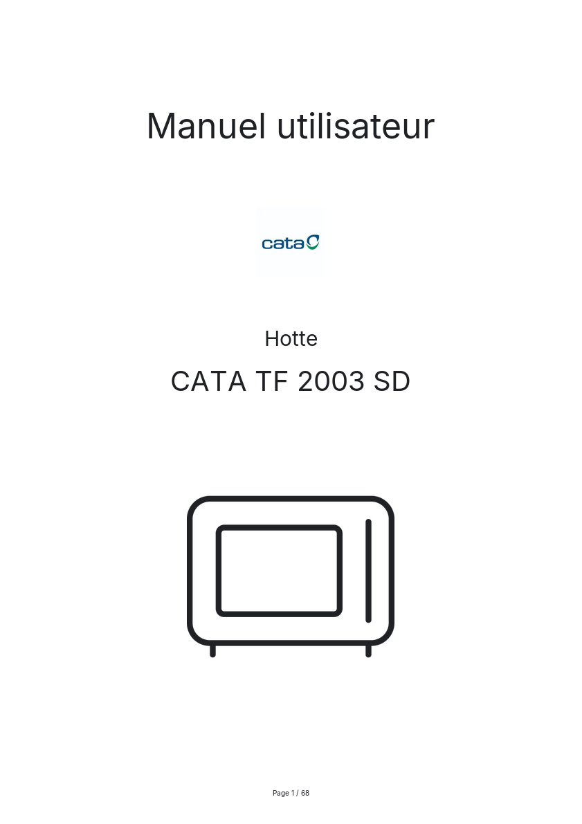 Image de la première page du manuel de l'appareil TF 2003 SD