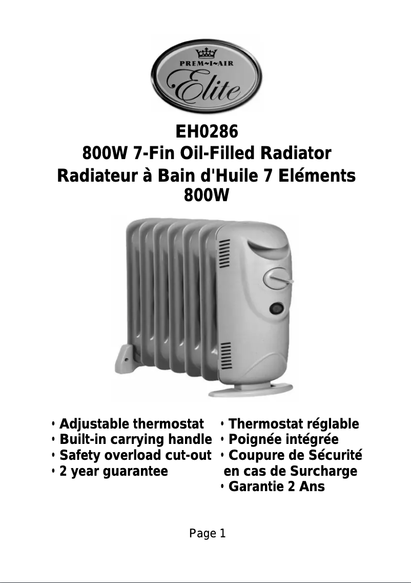 Page n°1 - Manuel utilisateur Prem-I-Air EH0286