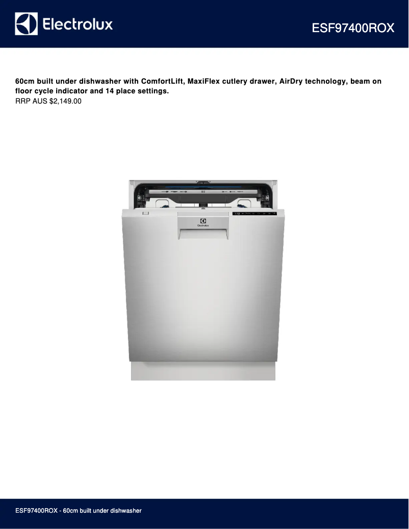 Page 1 de la notice Fiche technique Electrolux ESF97400ROX