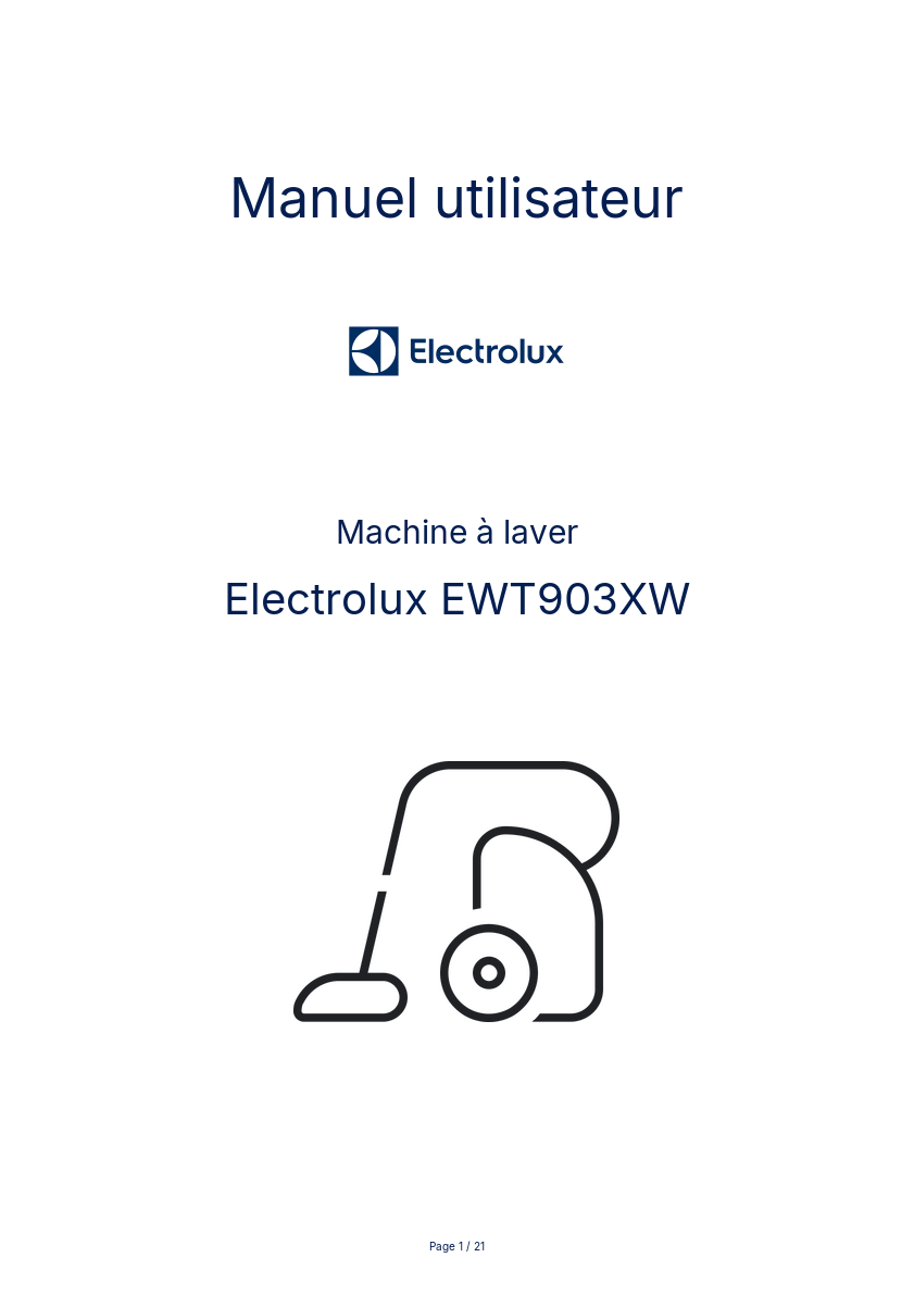 Page n°1 - Manuel utilisateur Electrolux EWT903XW