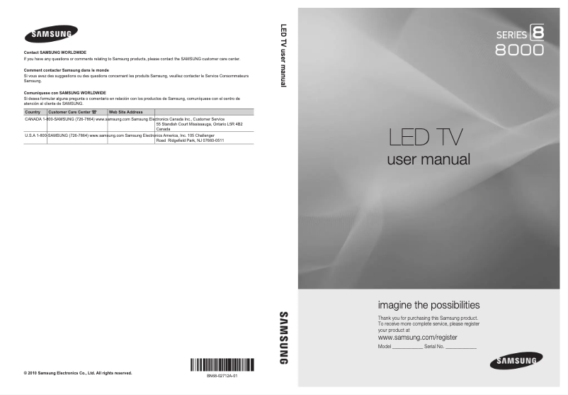 Page 1 de la notice Manuel utilisateur Samsung UN46C8000